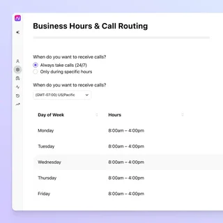 Business Hours And Call Routing Settings