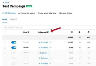 Campaign Zones Tab