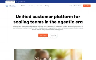 Salesmate Homepage With Demo And Trial Buttons