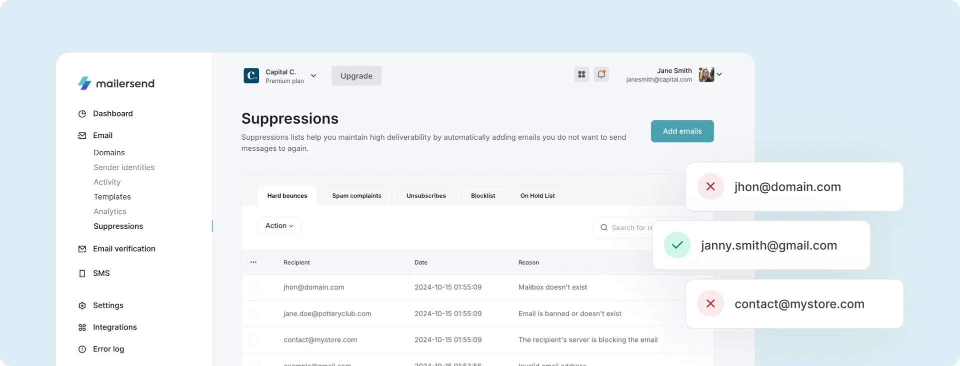 Suppressions Dashboard