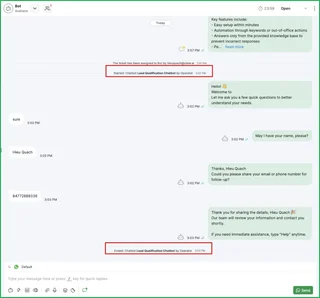 Team Inbox Chatbot Conversation