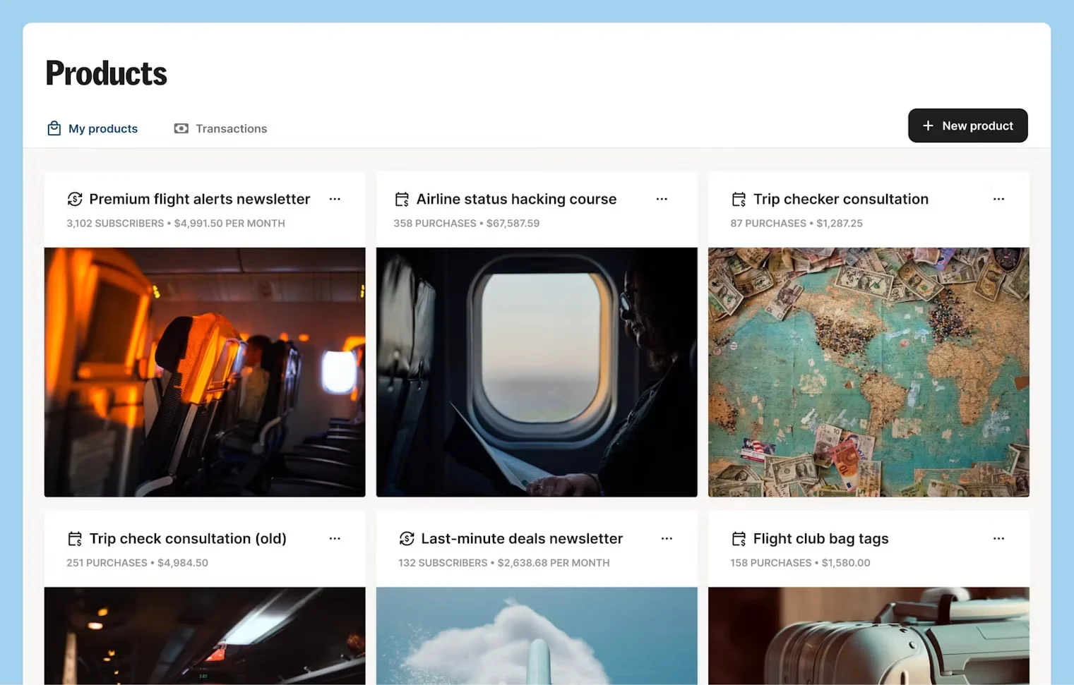 Commerce Products Dashboard