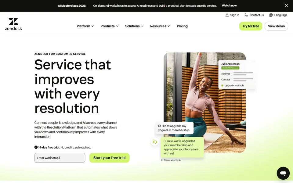 Zendesk Suite Homepage