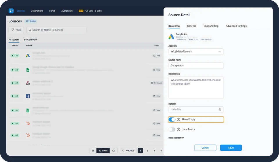 Sources List And Source Detail Panel
