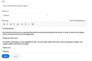 Canned Response Editor With Placeholders