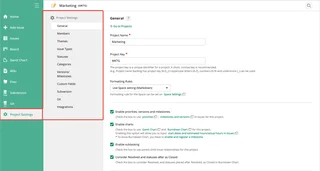 Project Settings Screen
