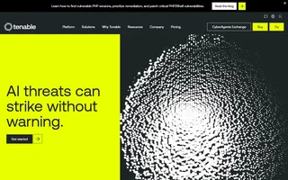 Tenable Homepage With Ai Threats Headline