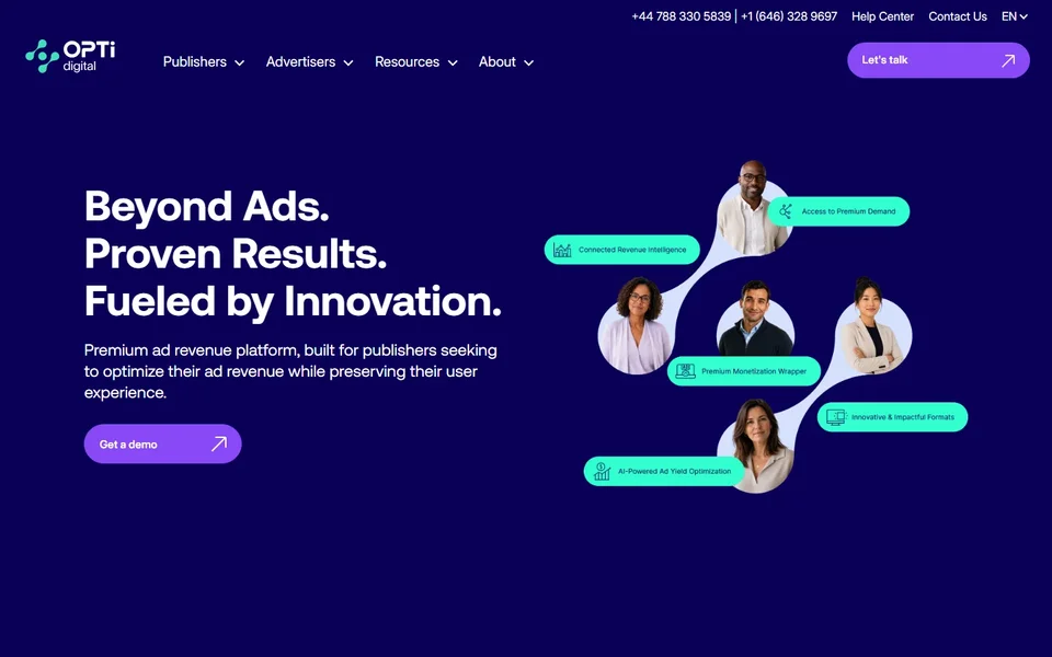 Opti Digital Homepage With The Platform Headline