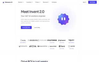 Relevance Ai Homepage With The Invent Hero