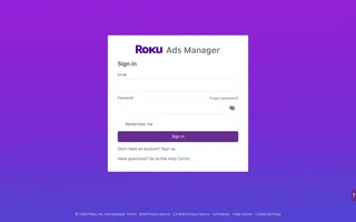 Roku Ads Manager Sign In Homepage