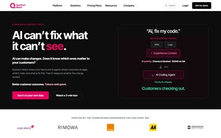 Quantum Metric Homepage With The Ai Fix Panel