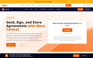 Foxit Esign Homepage With The Upload Panel