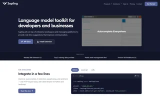 Sapling Homepage With The Api Code Sample
