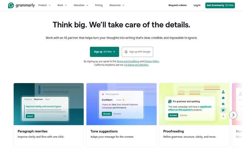 Grammarly Homepage