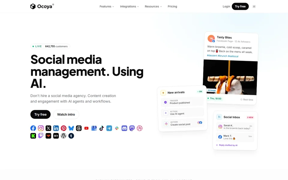 Ocoya Homepage With Ai Composer