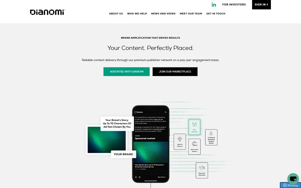 Dianomi Homepage With A Sponsored Article On Phone