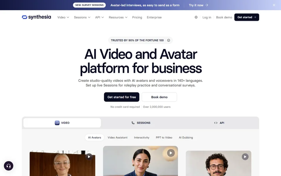 Synthesia Homepage With Ai Avatar Presenters