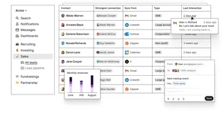 Contacts Table With A Revenue Chart