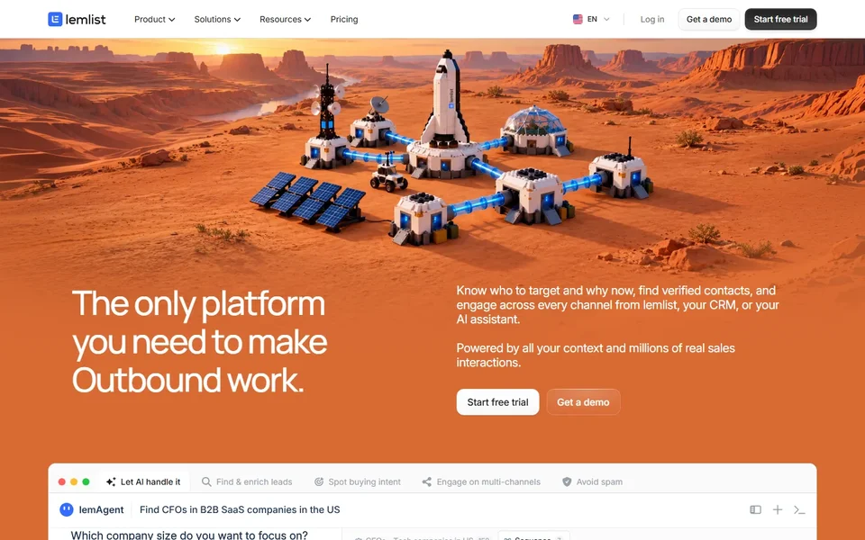 Lemlist Homepage Hero And Lemagent Prompt