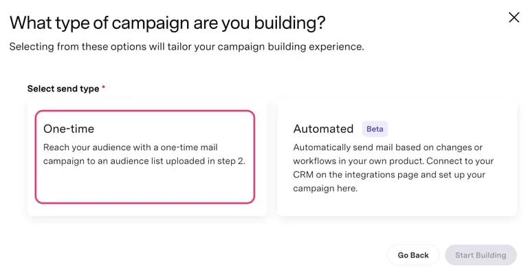 Campaign Type Selection