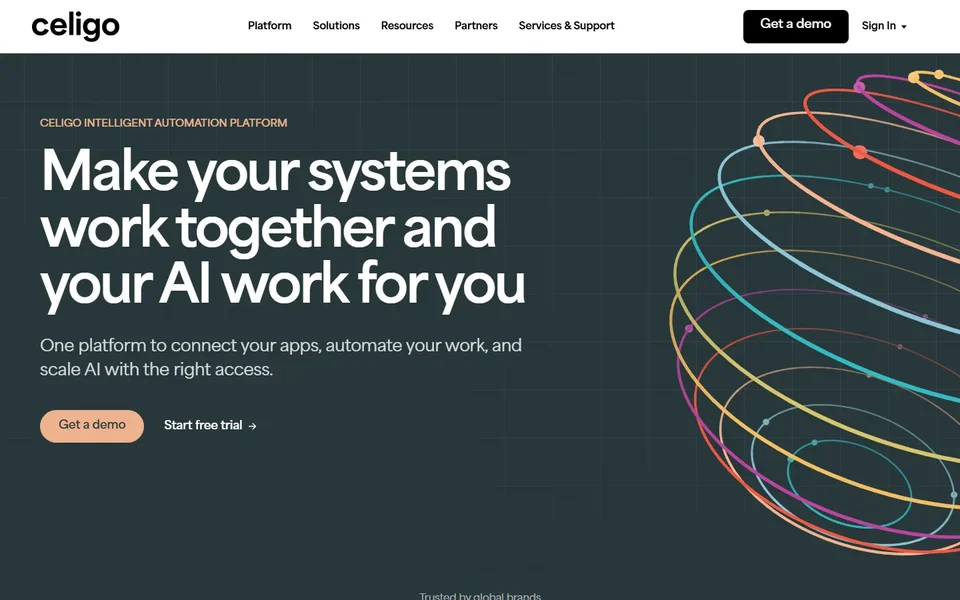 Celigo Homepage With The Platform Headline