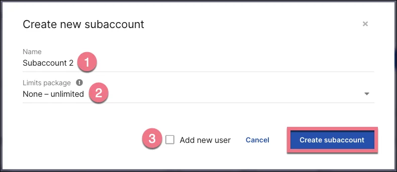 Create Subaccount