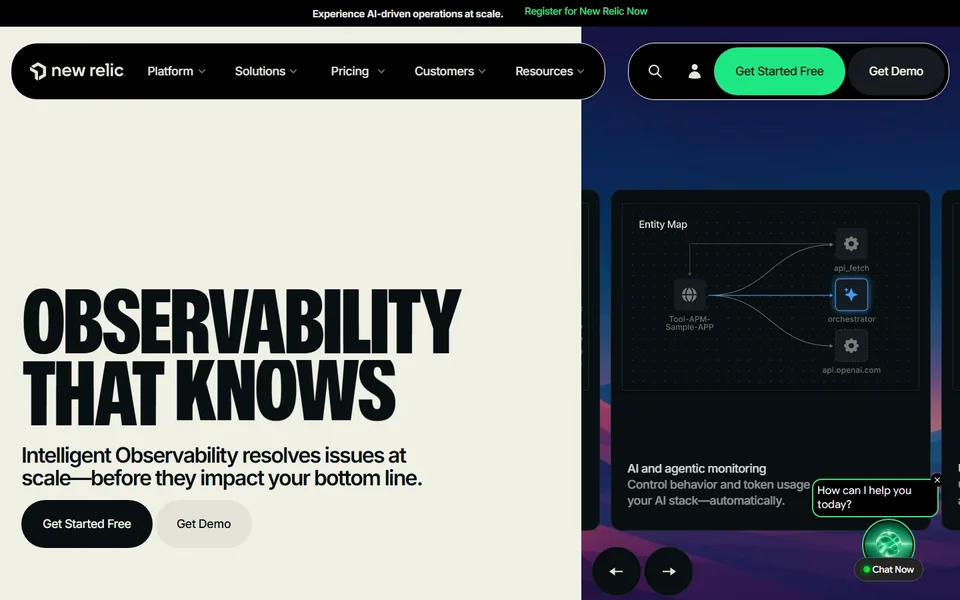 New Relic Homepage