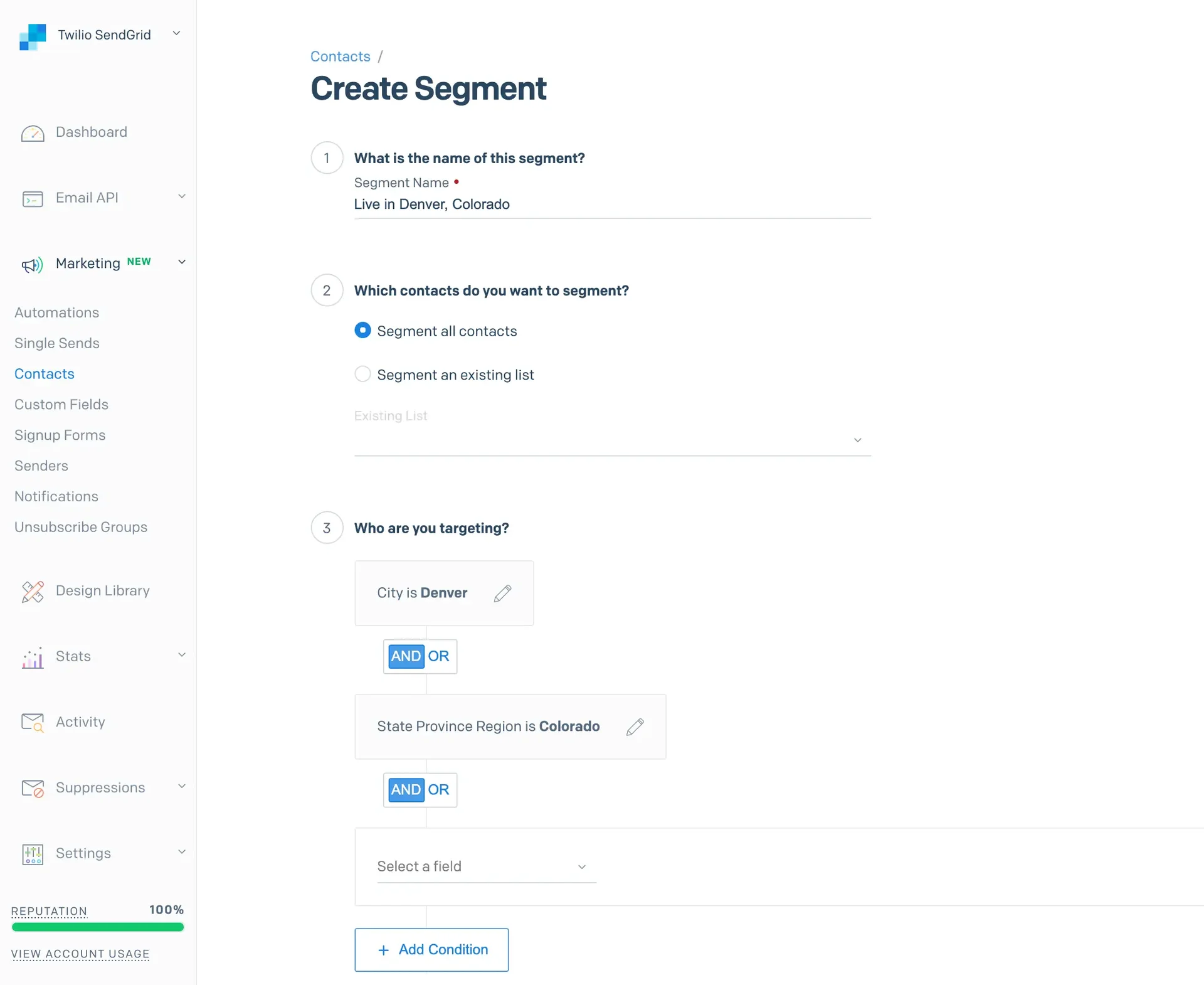 Contact Segment Builder
