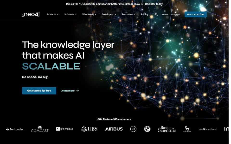 Neo4J Homepage With The Knowledge Layer Headline