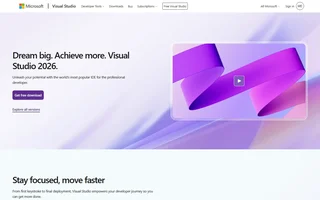 Visual Studio Homepage With Download Button