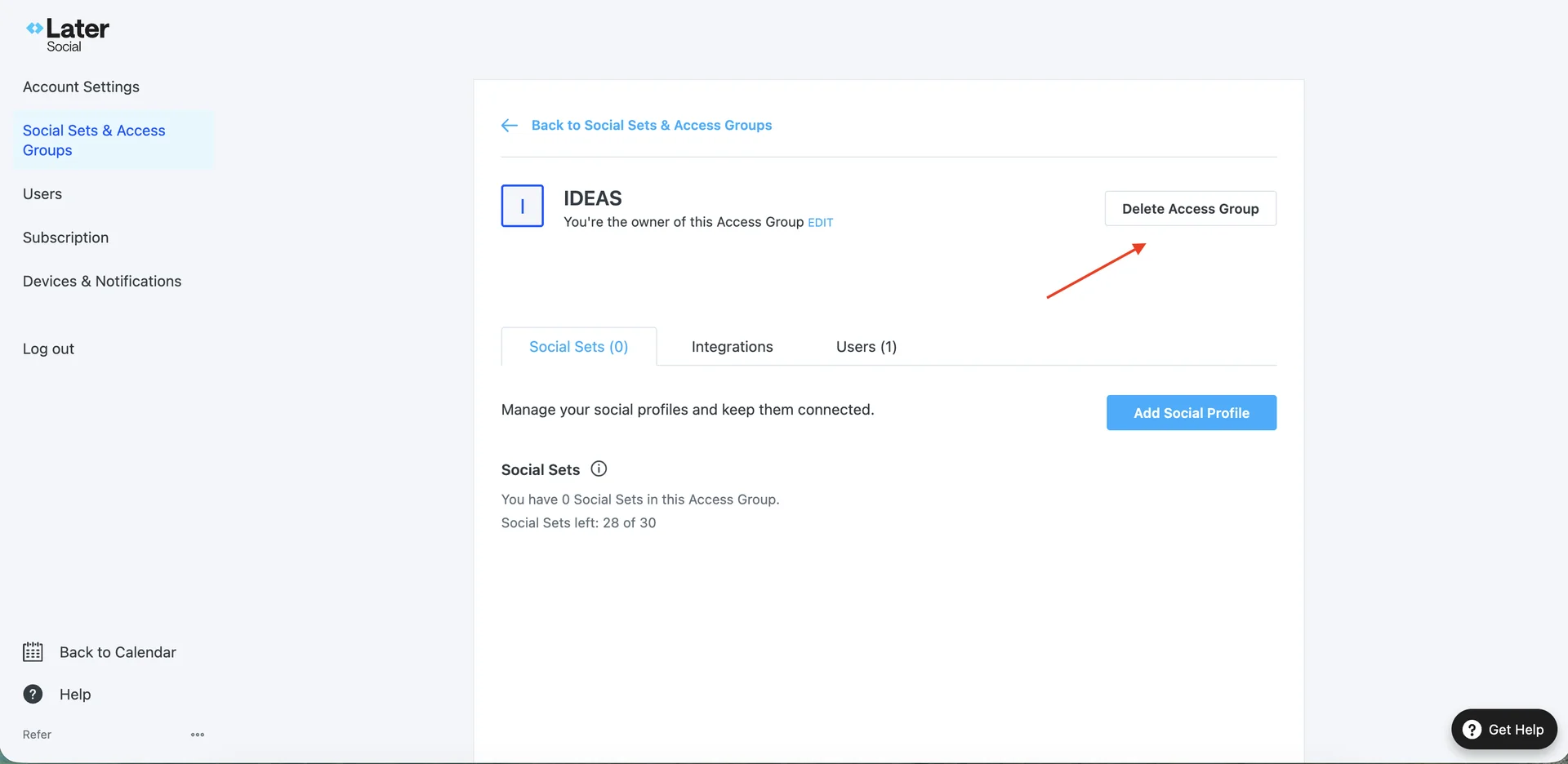 Access Groups Settings