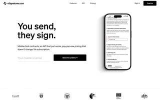 Esignatures Com Homepage With A Phone Contract