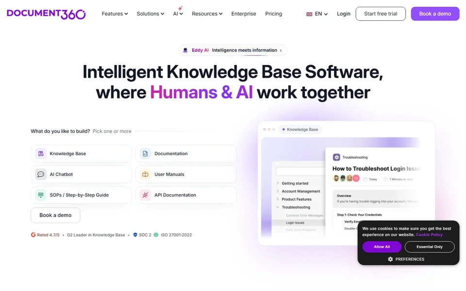 Document360 Homepage