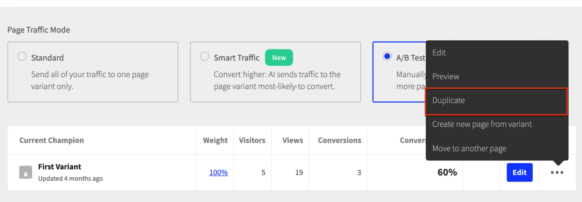 Split Test And Smart Traffic Modes