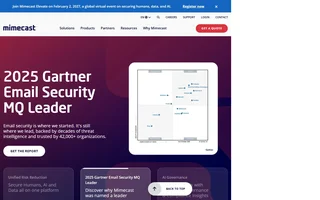 Mimecast Homepage With Gartner Quadrant Chart