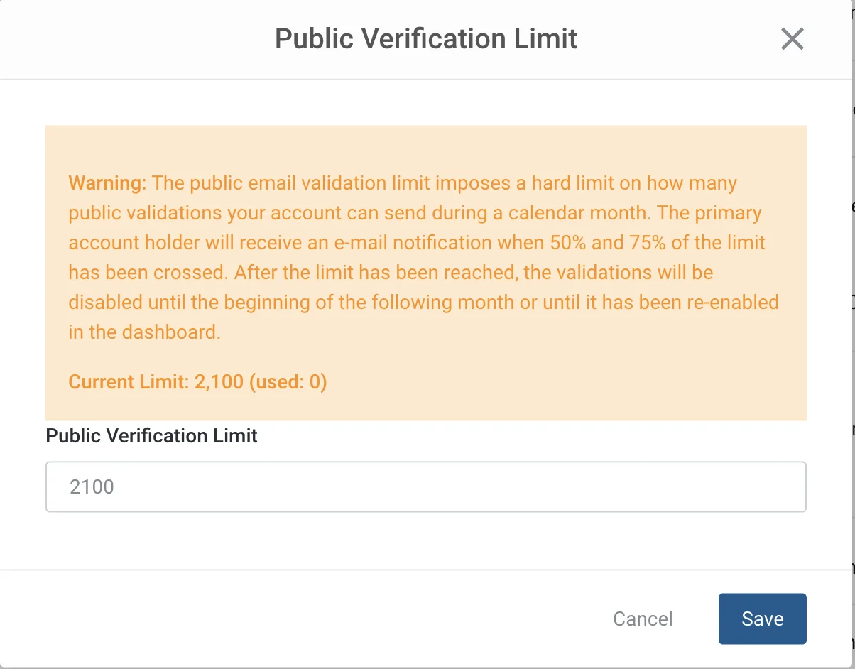 Validation Limit Settings