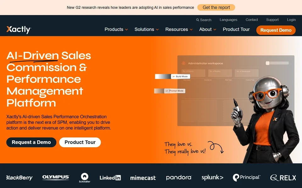 Xactly Homepage With The Platform Headline