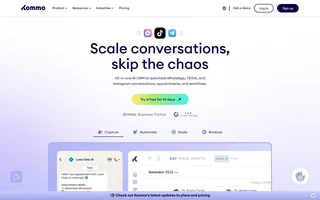 Kommo Homepage With Chat Interface