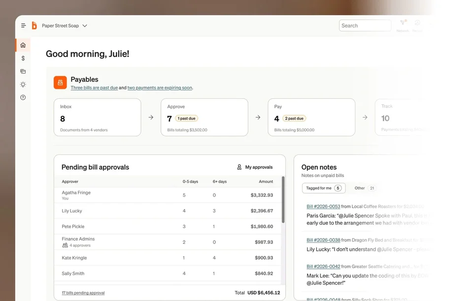 Bill Payables Dashboard With Pending Approvals