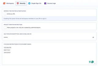Workspace Security Settings