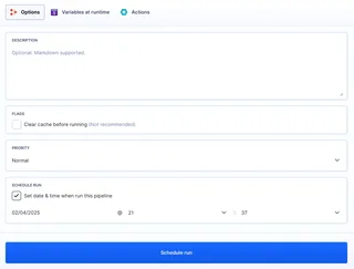 Schedule Run Pipeline Form