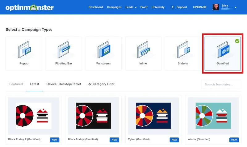 Campaign Type Selector