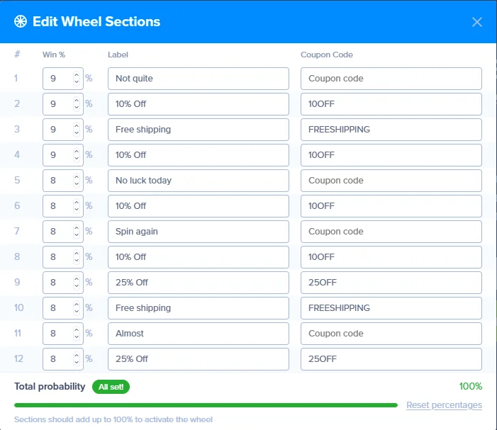 Spin To Win Wheel Editor