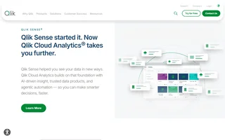 Qlik Sense Product Page With Qlik Cloud Headline