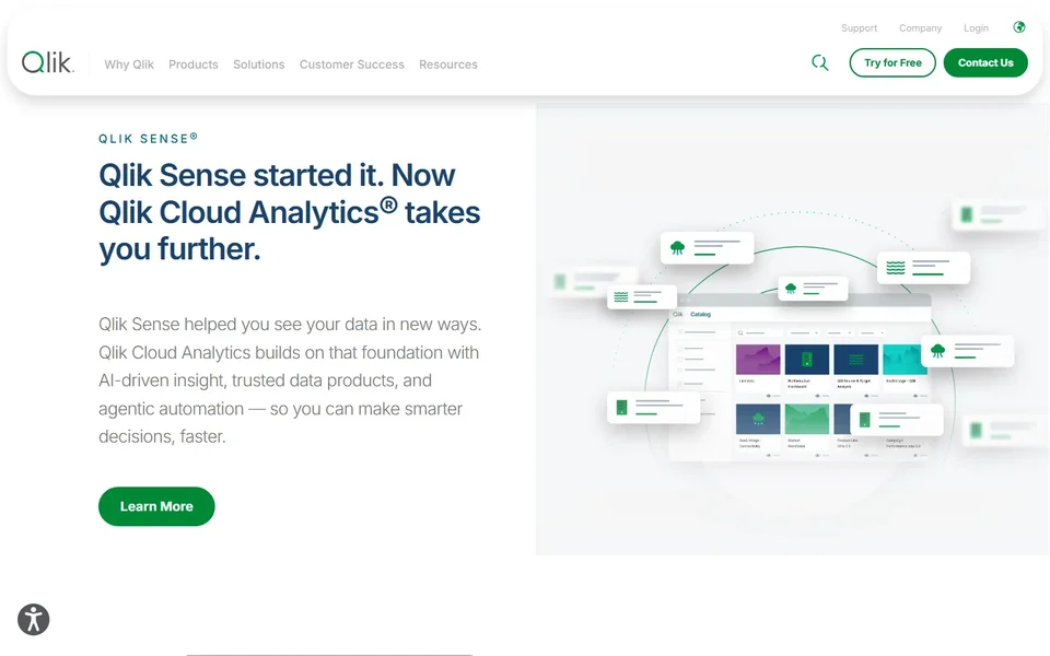 Qlik Sense Product Page With Qlik Cloud Headline