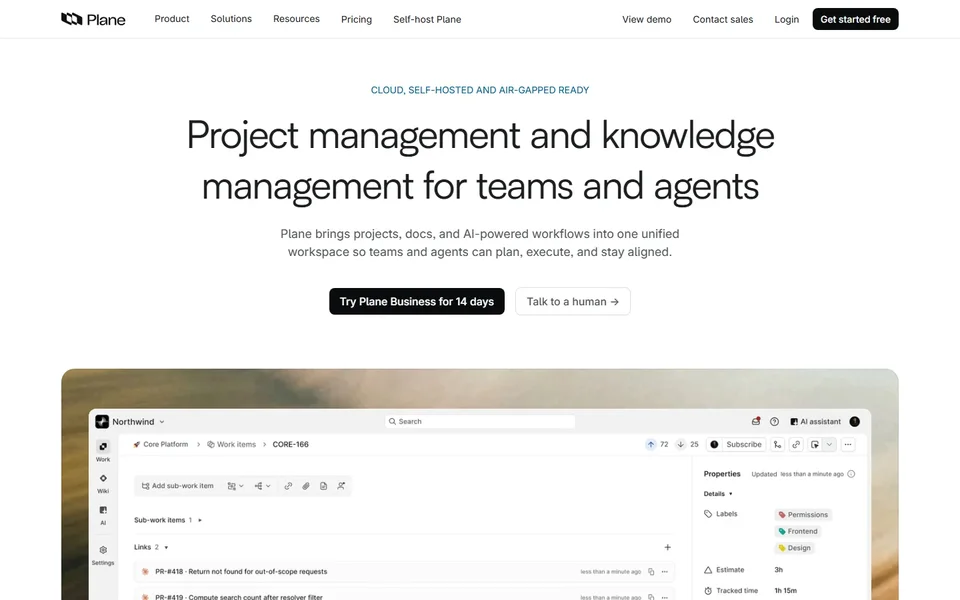 Plane Homepage With The Work Items Window