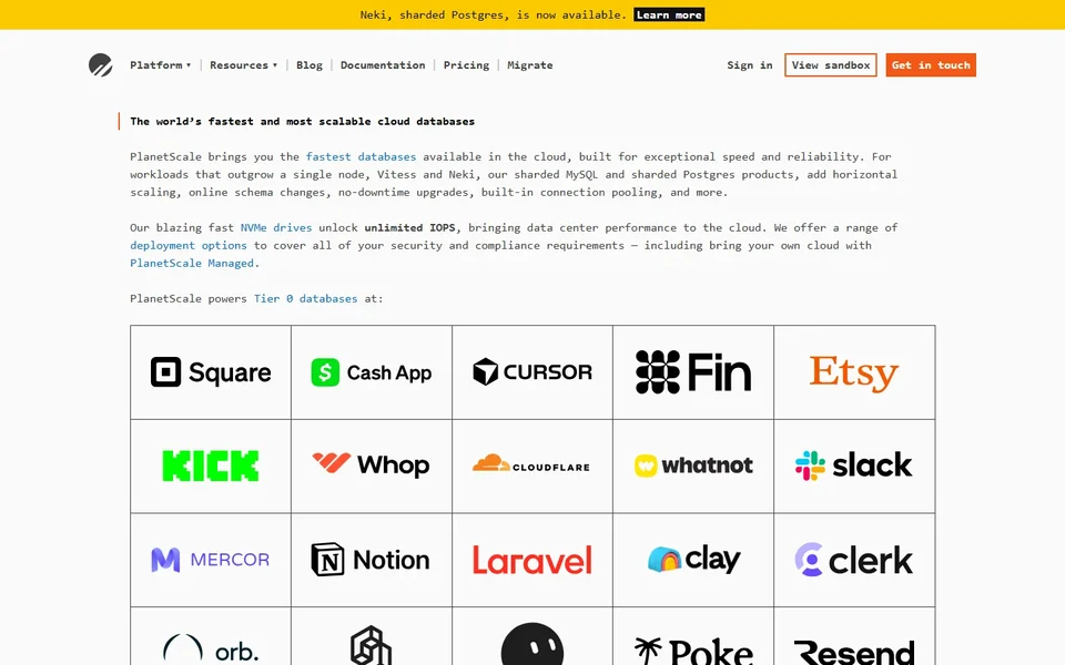 Planetscale Homepage With Customer Logos