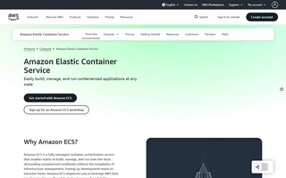 Amazon Ecs Homepage With Getting Started Buttons
