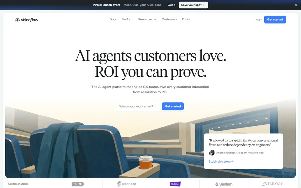 Voiceflow Homepage With Ai Agents Headline