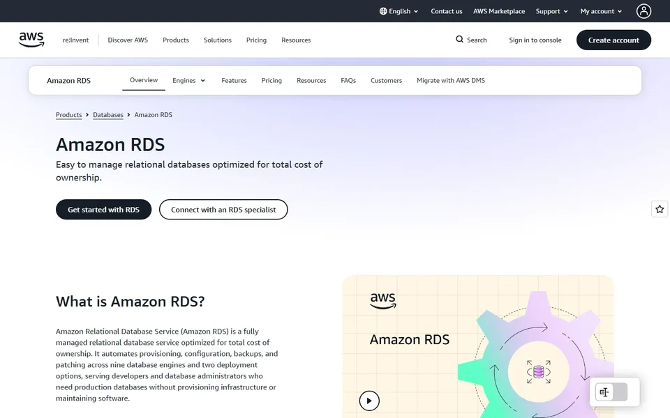 Amazon Rds Product Page Overview